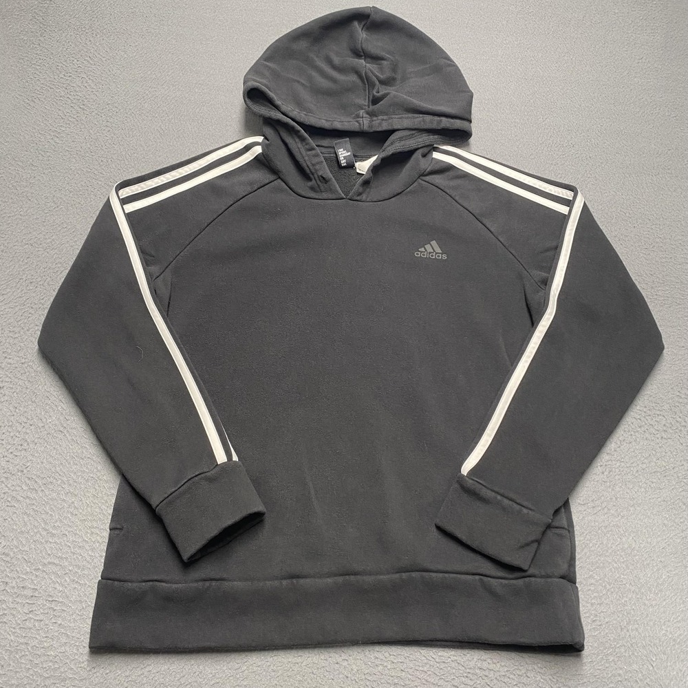 Adidas Hoodie Sweatshirt‎ Womens Large Black Fleece Pullover Logo Athletic